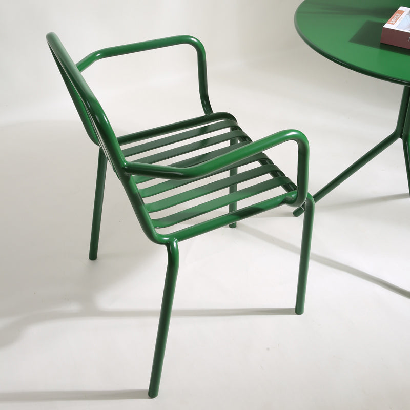 Green Stacking Outdoors Dining Chairs Modern Metal Patio Dining Chair