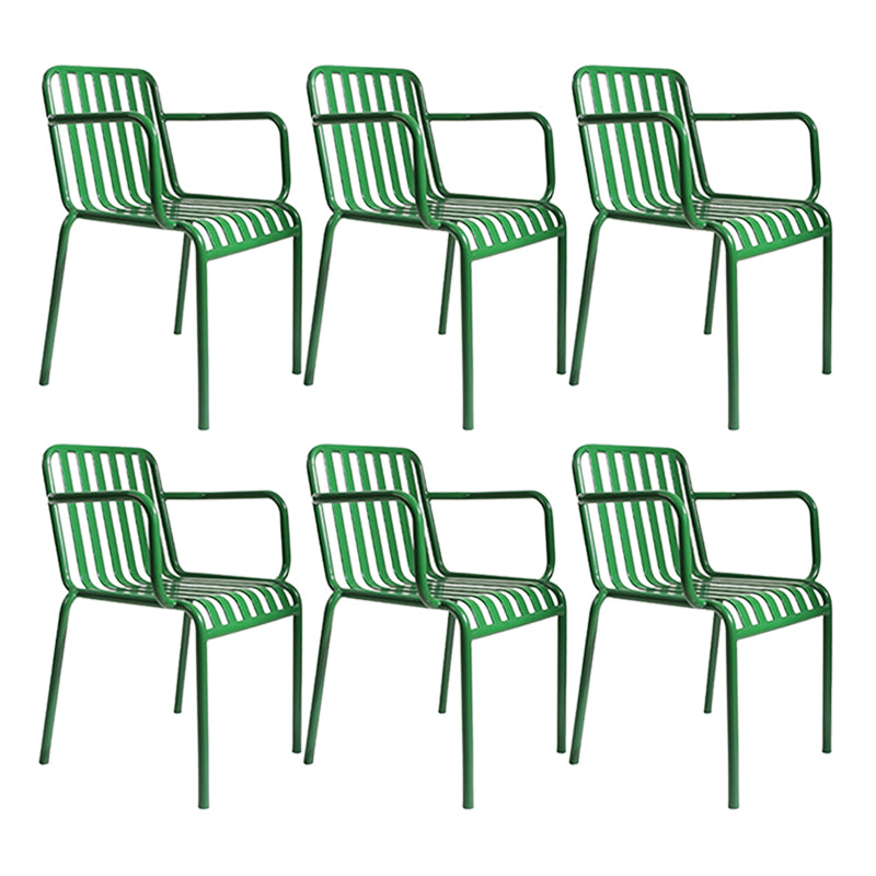 Green Stacking Outdoors Dining Chairs Modern Metal Patio Dining Chair