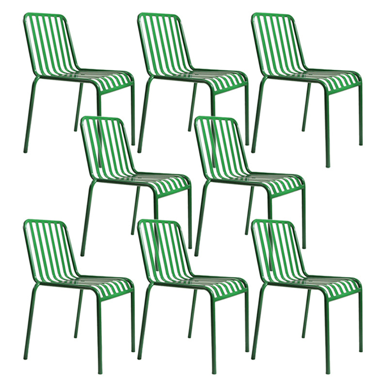 Green Stacking Outdoors Dining Chairs Modern Metal Patio Dining Chair