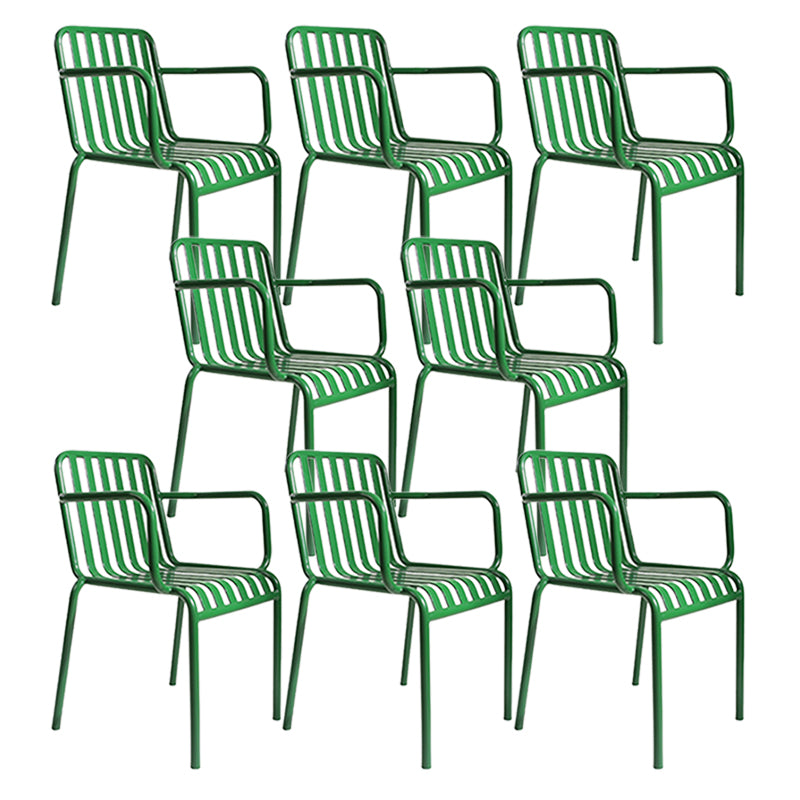 Green Stacking Outdoors Dining Chairs Modern Metal Patio Dining Chair