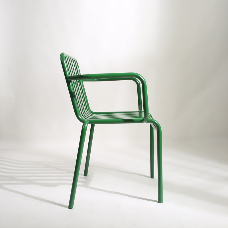 Green Stacking Outdoors Dining Chairs Modern Metal Patio Dining Chair