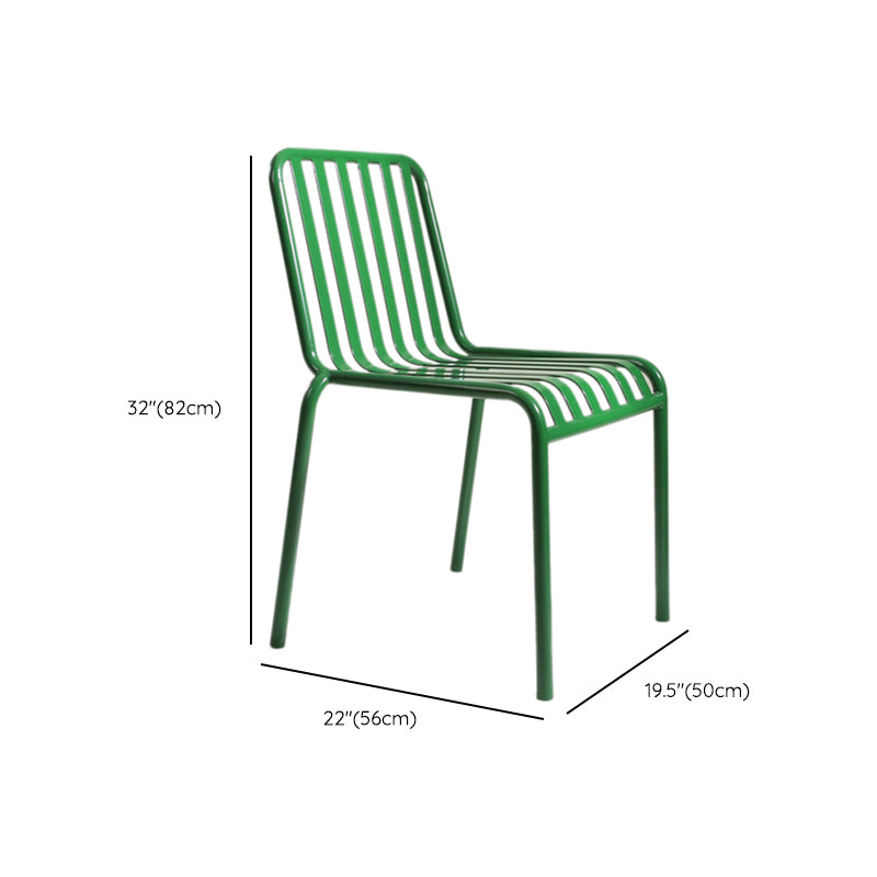 Green Stacking Outdoors Dining Chairs Modern Metal Patio Dining Chair