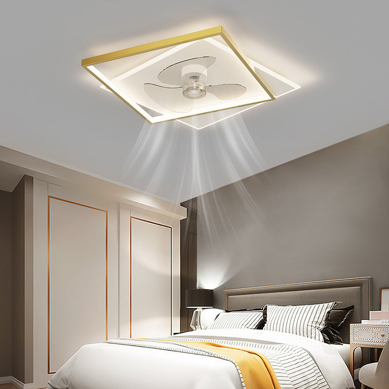 Golden/Black Contemporary Ceiling Fan Lamp LED Ceiling Fan Light for Bedroom