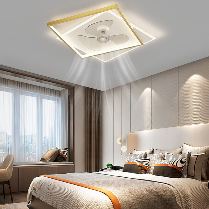 Golden/Black Contemporary Ceiling Fan Lamp LED Ceiling Fan Light for Bedroom