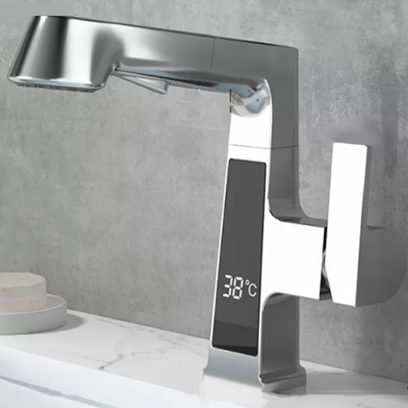 Contemporary Vessel Sink Bathroom Faucet Swivel Spout with Pull Out Sprayer