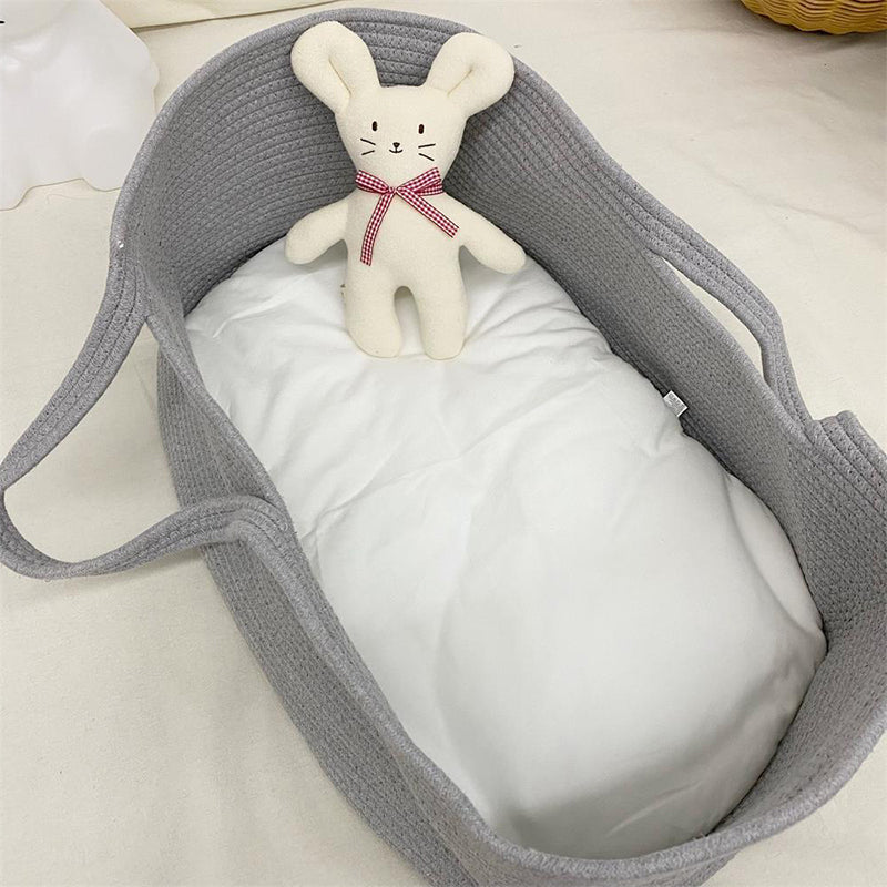 Portable Moses Basket Oval White Rattan Moses Basket for Newborn