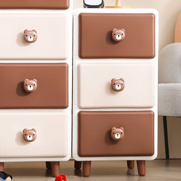 Modernism Plastic Nursery Dresser Vertical Kids Nightstand with 2/3/4/5/6 Drawers