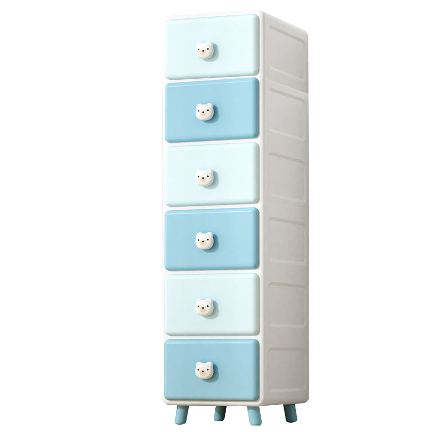 Modernism Plastic Nursery Dresser Vertical Kids Nightstand with 2/3/4/5/6 Drawers