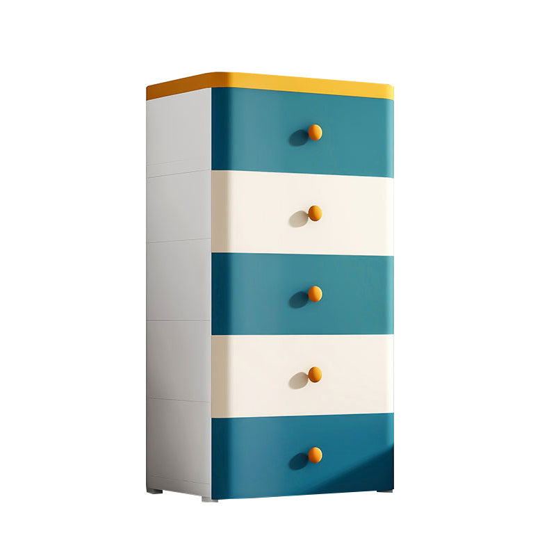 Nordic Vertical Kids Nightstand Plastic Nursery Dresser with 5 Drawers for Room