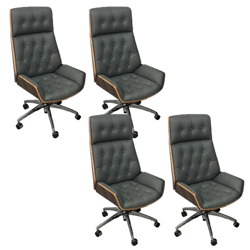 Modern Armless Office Chair Leather Tilt Mechanism No Distressing Chair with Wheels