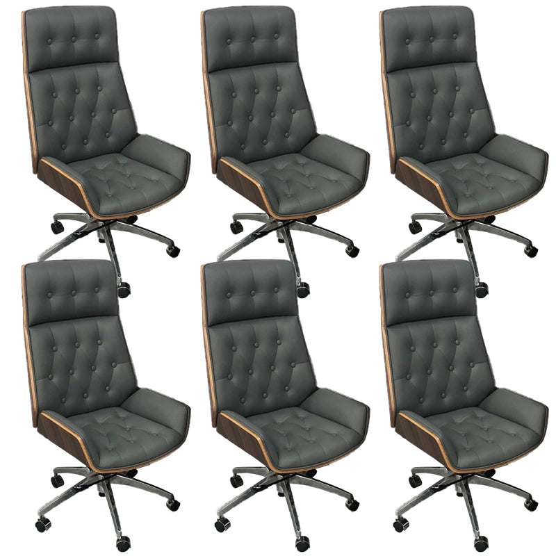 Modern Armless Office Chair Leather Tilt Mechanism No Distressing Chair with Wheels