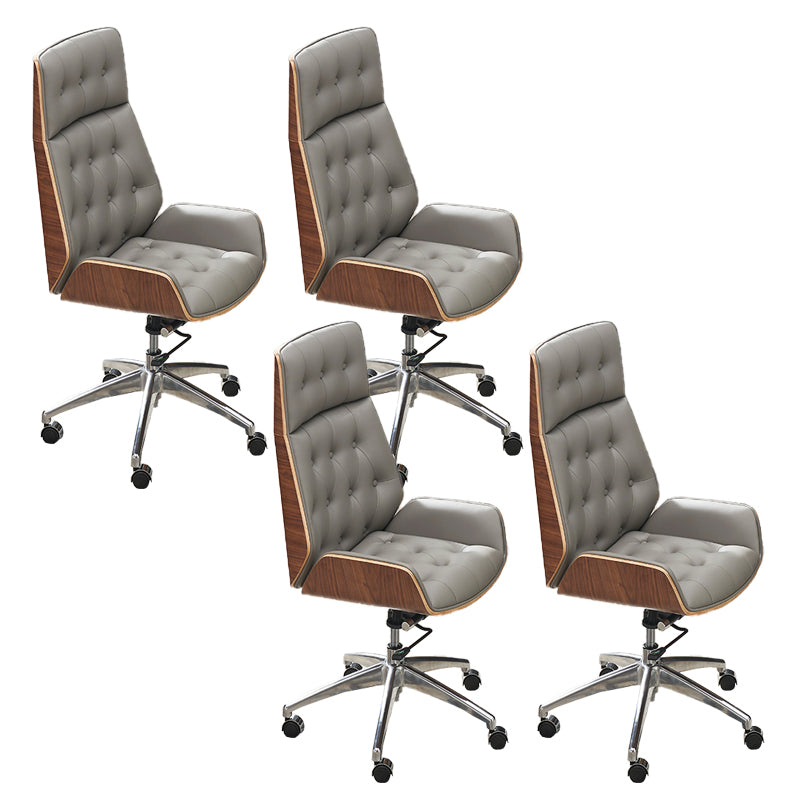 Modern Armless Office Chair Leather Tilt Mechanism No Distressing Chair with Wheels