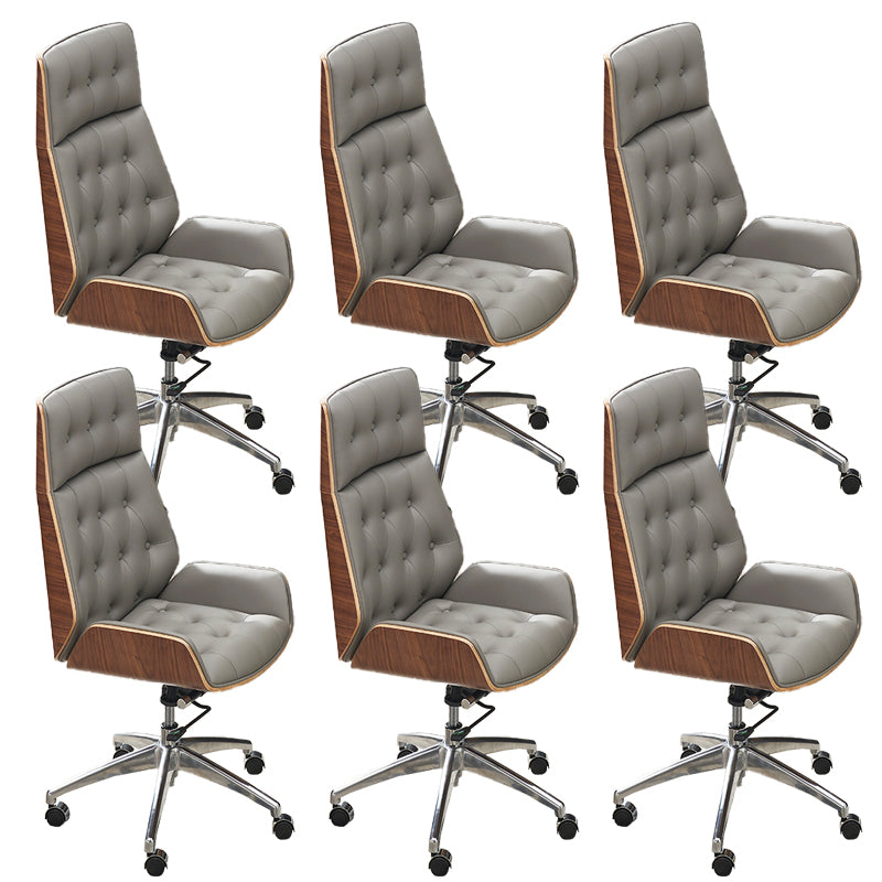 Modern Armless Office Chair Leather Tilt Mechanism No Distressing Chair with Wheels