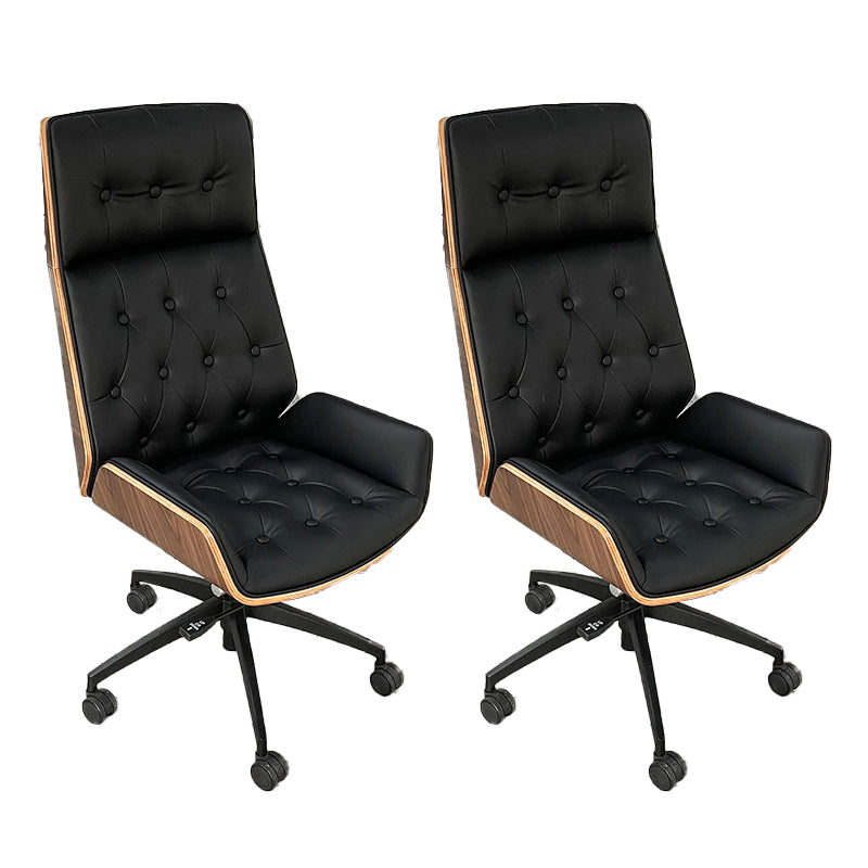 Modern Armless Office Chair Leather Tilt Mechanism No Distressing Chair with Wheels