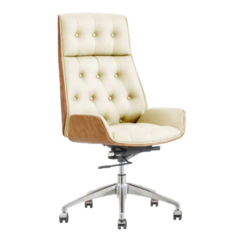 Modern Armless Office Chair Leather Tilt Mechanism No Distressing Chair with Wheels