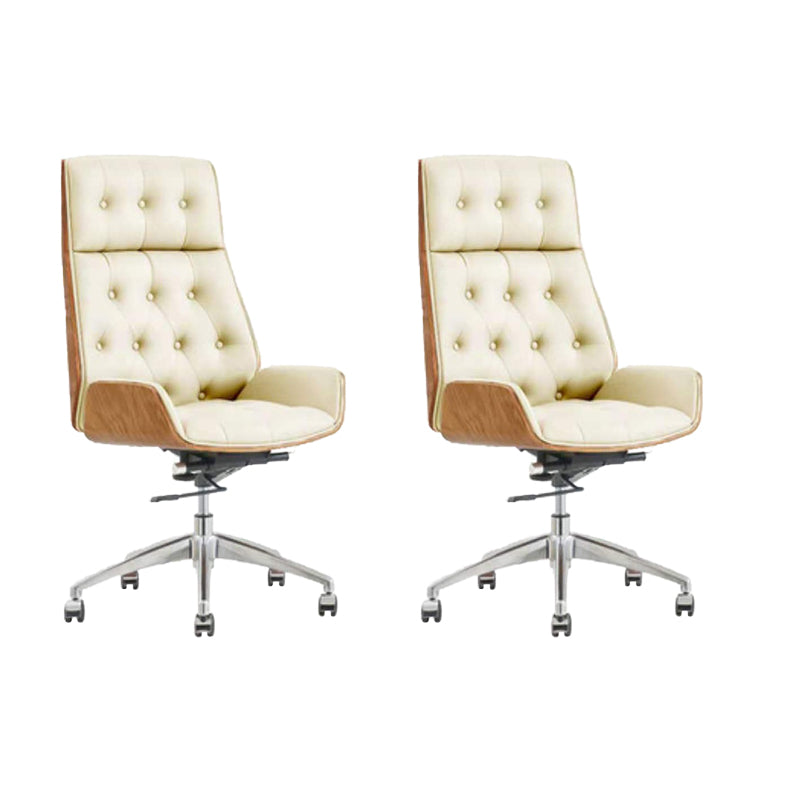 Modern Armless Office Chair Leather Tilt Mechanism No Distressing Chair with Wheels