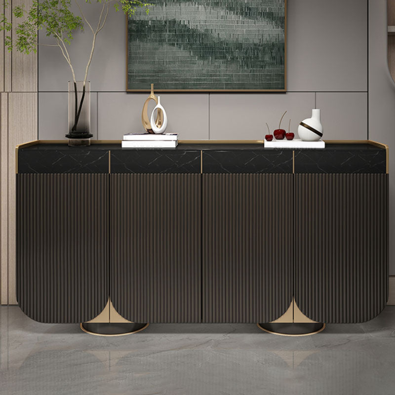 Glam Sideboard Stone Sideboard Buffet with Drawers for Dining Room