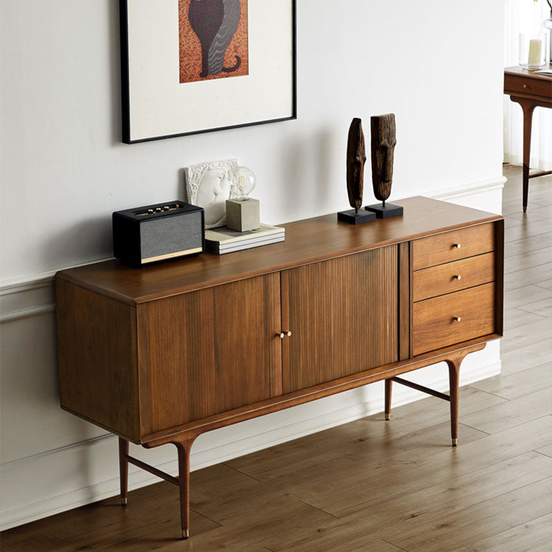 Modern Wood Sideboard Table 3 Drawers Buffet Table Cabinets Included for Living Room