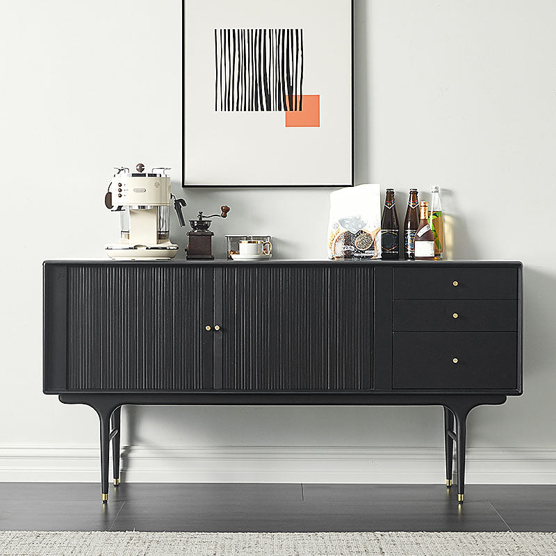 Modern Wood Sideboard Table 3 Drawers Buffet Table Cabinets Included for Living Room