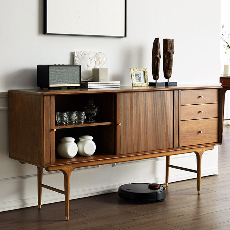 Modern Wood Sideboard Table 3 Drawers Buffet Table Cabinets Included for Living Room