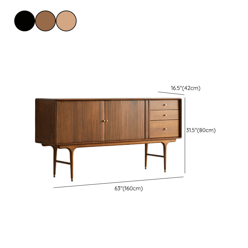 Modern Wood Sideboard Table 3 Drawers Buffet Table Cabinets Included for Living Room