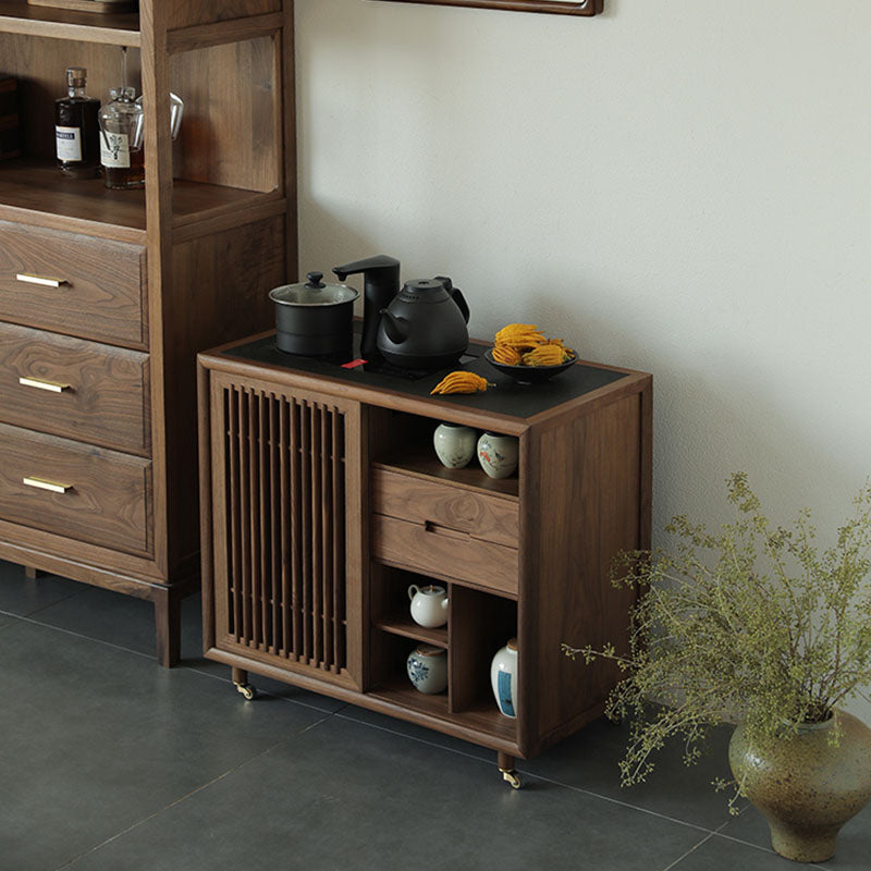 Modernism Wood Sideboard Table 2 Drawers Server Cabinets Included for Living Room