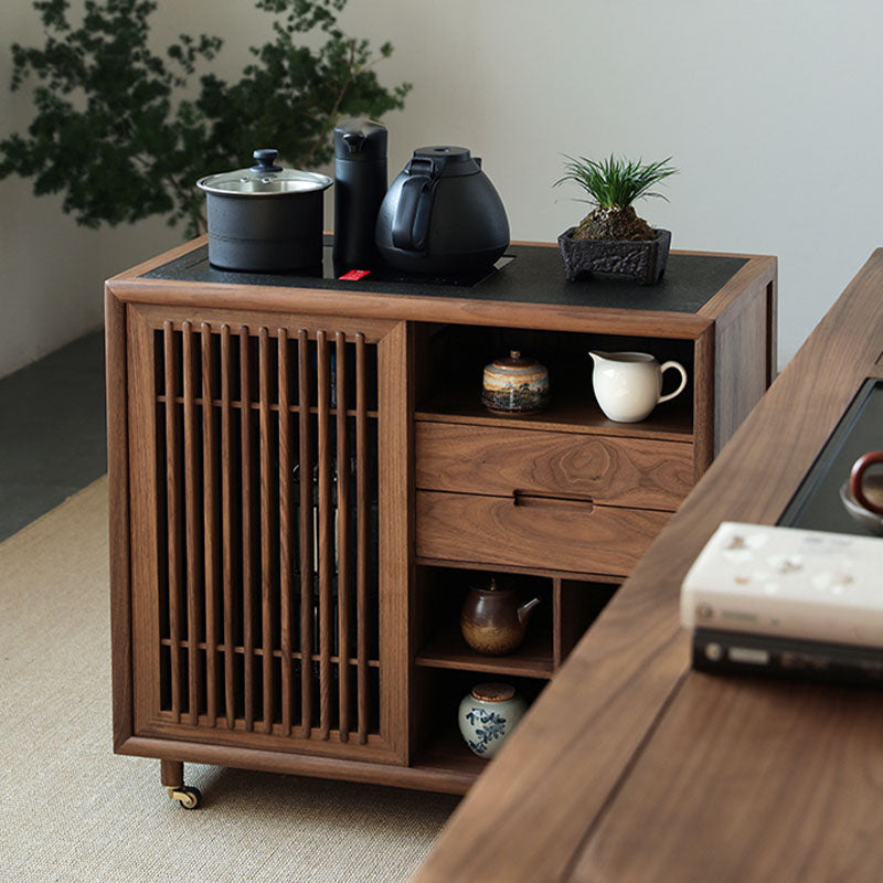 Modernism Wood Sideboard Table 2 Drawers Server Cabinets Included for Living Room