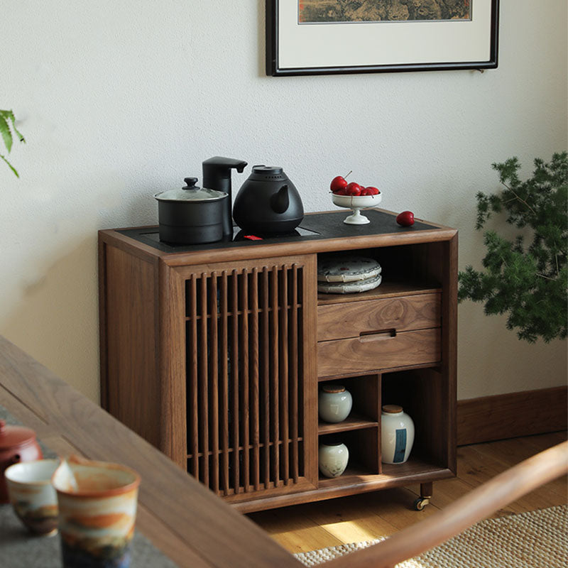 Modernism Wood Sideboard Table 2 Drawers Server Cabinets Included for Living Room