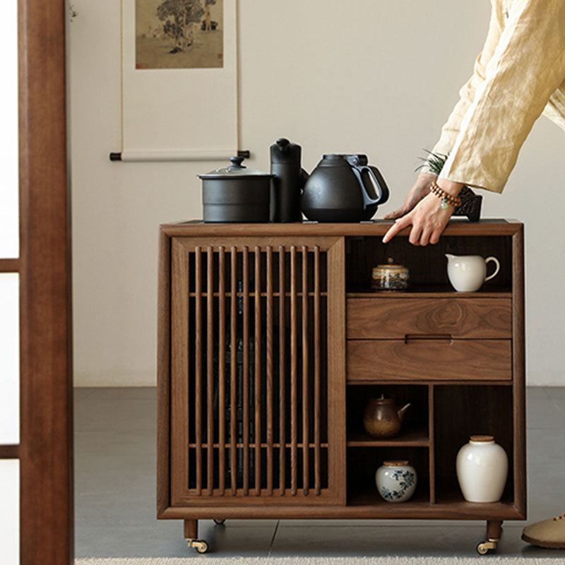 Modernism Wood Sideboard Table 2 Drawers Server Cabinets Included for Living Room