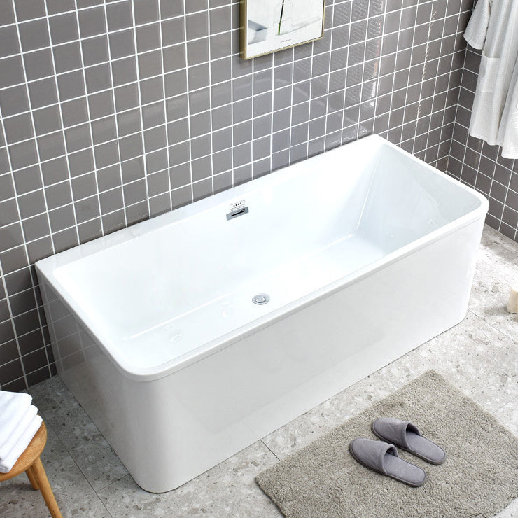 Soaking Back to Wall Bathtub Rectangular Antique Finish Modern Tub