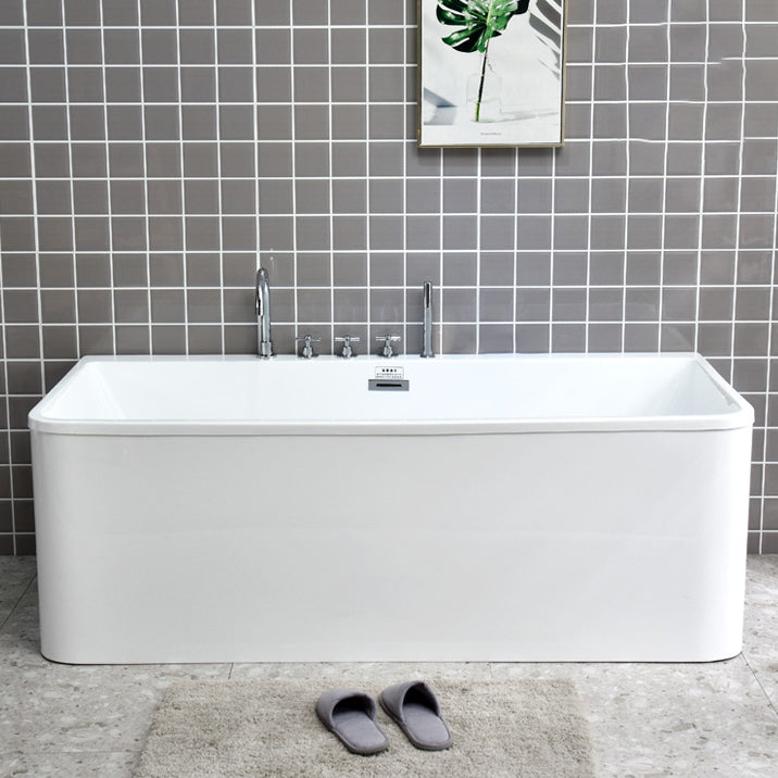 Soaking Back to Wall Bathtub Rectangular Antique Finish Modern Tub