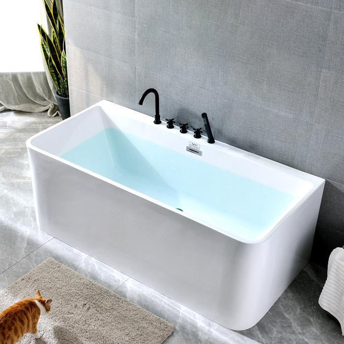 Back to Wall Bathtub Rectangular Antique Finish Soaking Bath