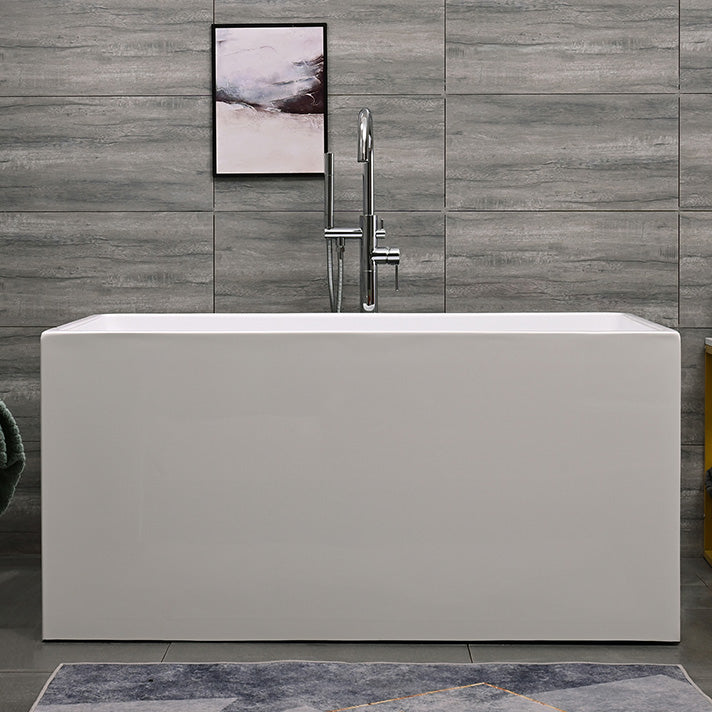 Acrylic Back to Wall Bathtub Rectangular Modern Soaking Bath Tub