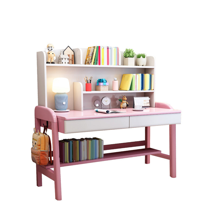 Adjustable Kids Desk with with Storage Shelves Wood 23.6"W Child Desk