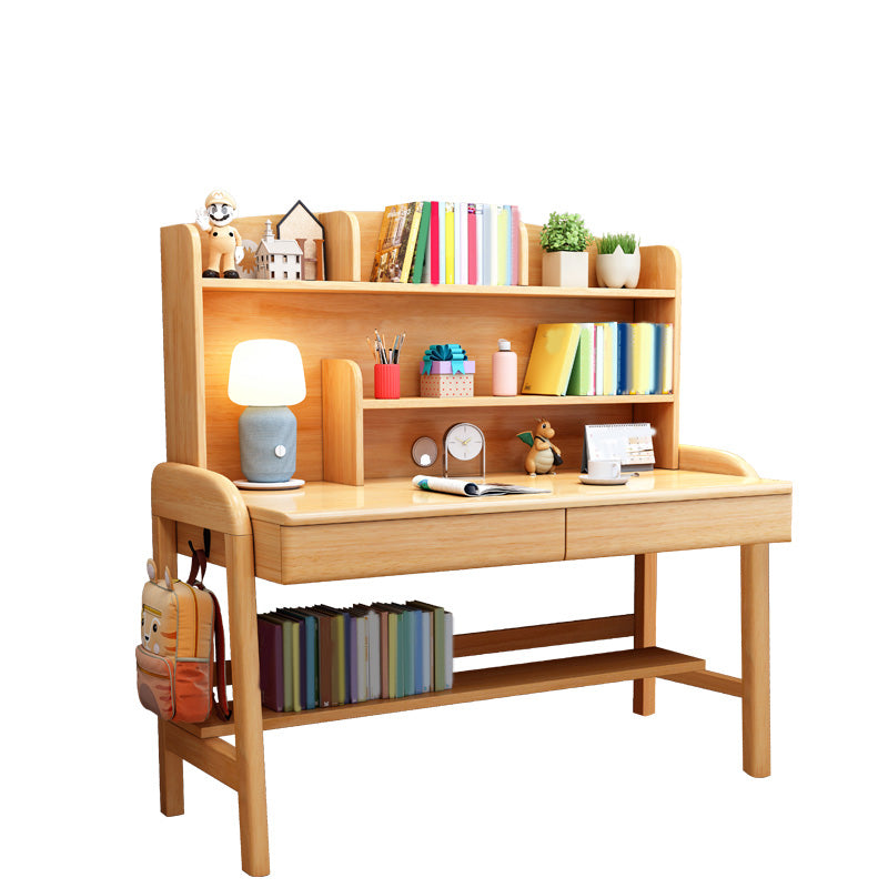 Adjustable Kids Desk with with Storage Shelves Wood 23.6"W Child Desk