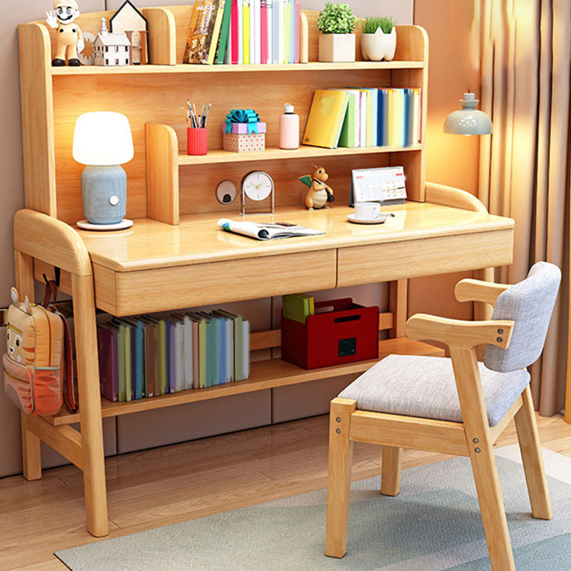 Adjustable Kids Desk with with Storage Shelves Wood 23.6"W Child Desk