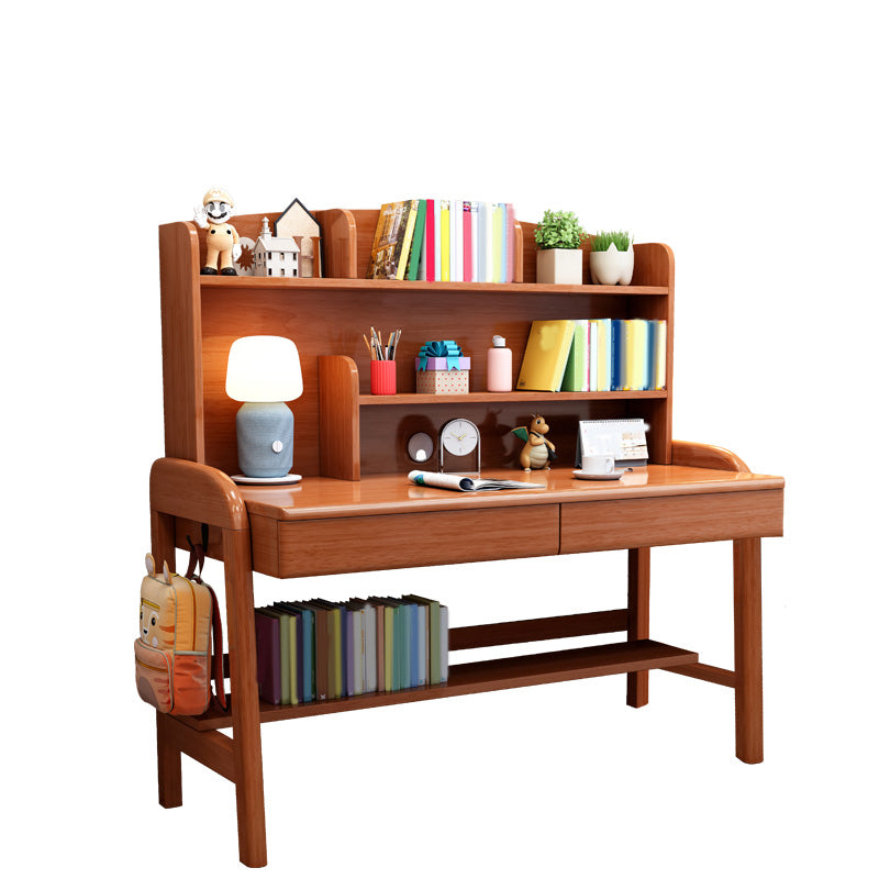 Adjustable Kids Desk with with Storage Shelves Wood 23.6"W Child Desk