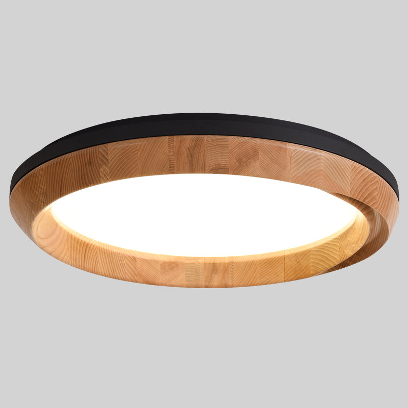 Modern Acrylic Shade Flush Mount Lamp Wooden Flush Mount Ceiling Fixture for Bedroom