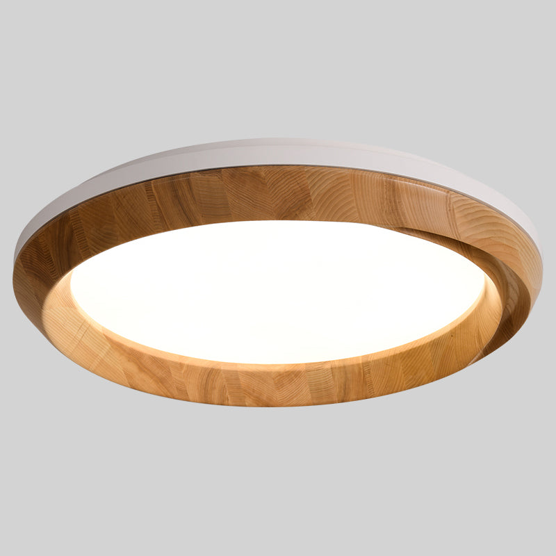 Modern Acrylic Shade Flush Mount Lamp Wooden Flush Mount Ceiling Fixture for Bedroom