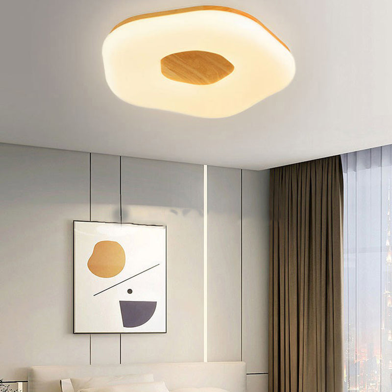 Modern Wooden Flush Mount Lamp Acrylic Shade Flush Mount for Bedroom