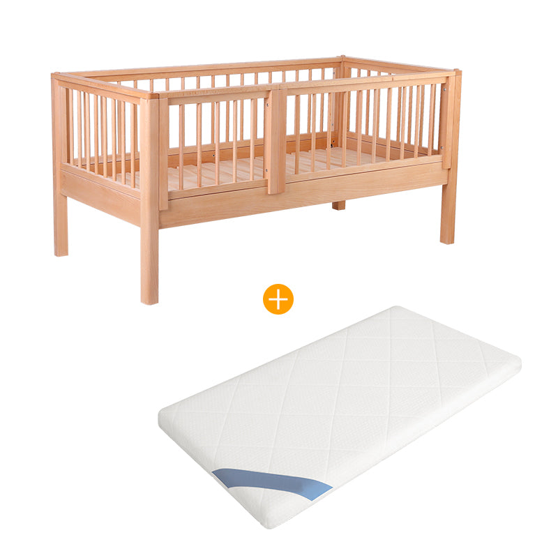 Beech Convertible Crib Height Adjustable Crib with Guardrail