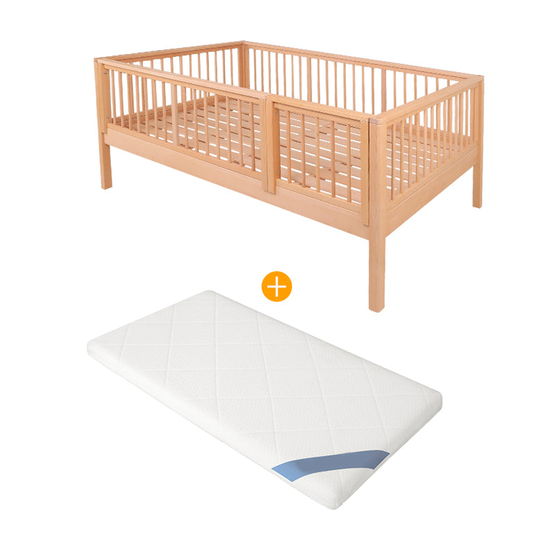 Beech Convertible Crib Height Adjustable Crib with Guardrail