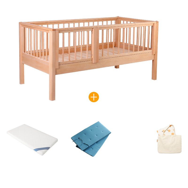 Beech Convertible Crib Height Adjustable Crib with Guardrail