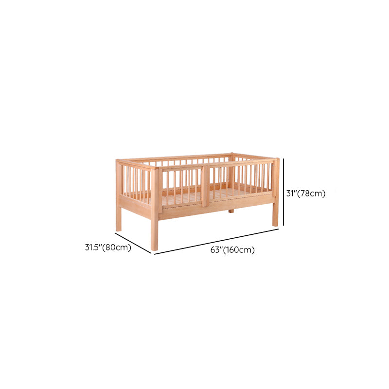 Beech Convertible Crib Height Adjustable Crib with Guardrail