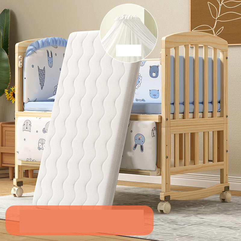 Solid Wood Convertible Crib Modern Nursery Crib with Storage