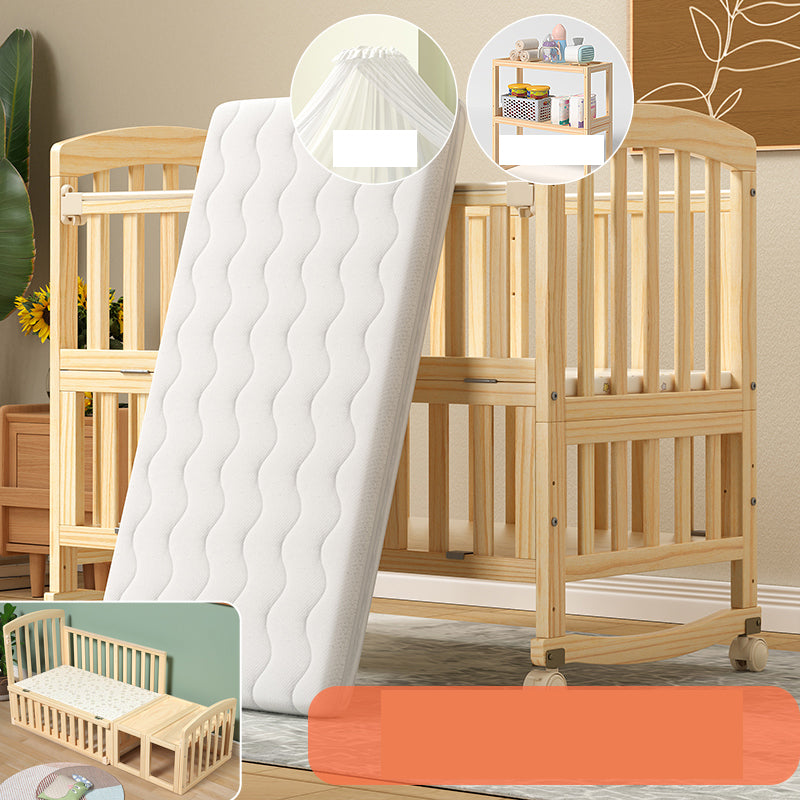 Solid Wood Convertible Crib Modern Nursery Crib with Storage