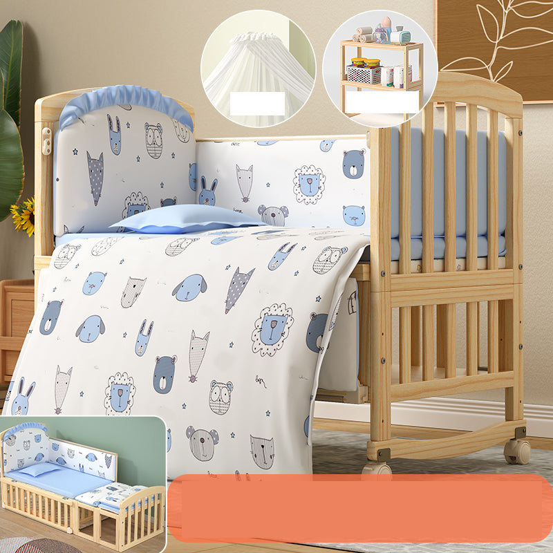 Solid Wood Convertible Crib Modern Nursery Crib with Storage