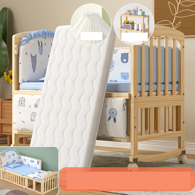 Solid Wood Convertible Crib Modern Nursery Crib with Storage