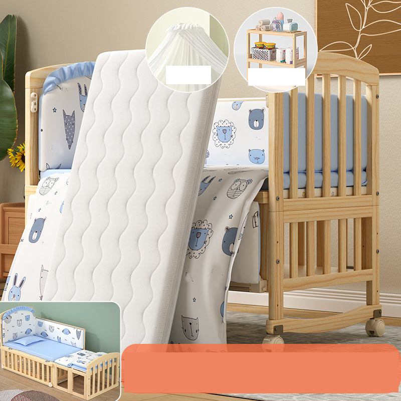 Solid Wood Convertible Crib Modern Nursery Crib with Storage