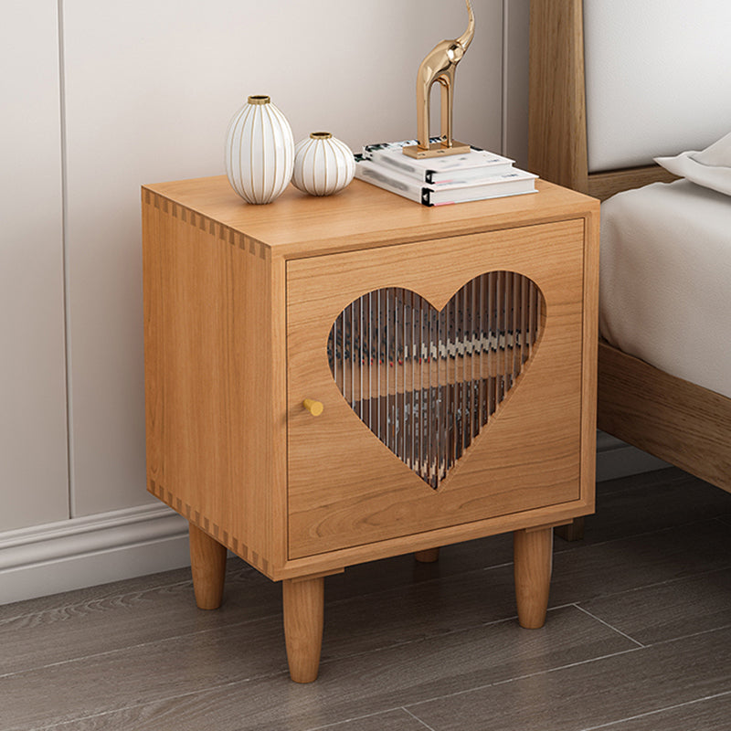 Natural Solid Wood Kids Bedside Table 1 Cupboard Nursery Nightstand